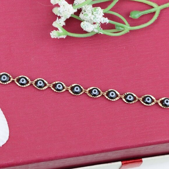 "Evil Eye Rose Gold Bracelet with Adjustable Chain - Elegant Design, XPBL0822 - Picture 12 of 12